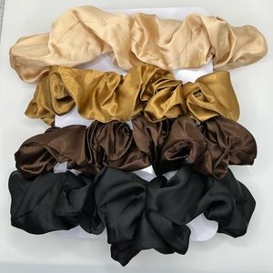 Unbranded Neutral Multicolored Silk Hair Scrunchies